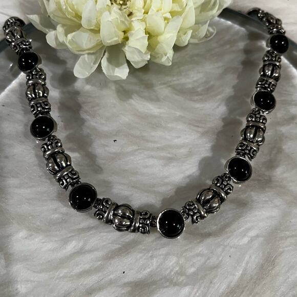 NEW Sundance Vintage Mexican Sterling Silver Glass Chunky Link Clasp Necklace 18 - Picture 6 of 14